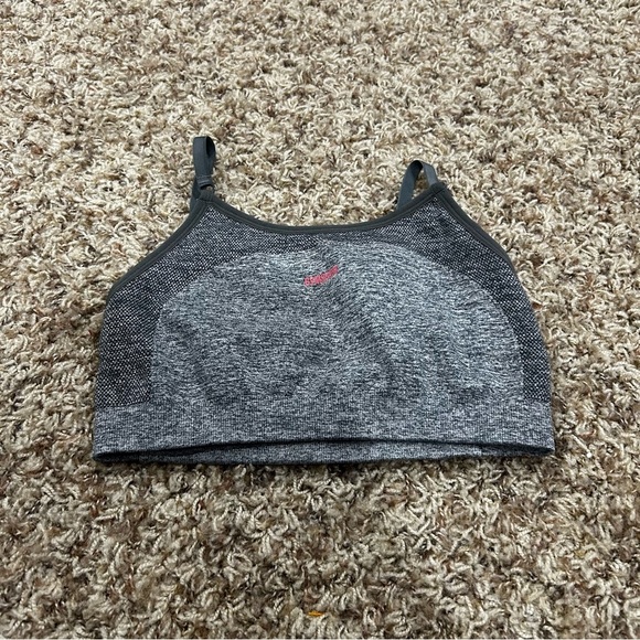 Gymshark Women’s Size Small Seamless Sports Bra Grey With Pink - Picture 1 of 2